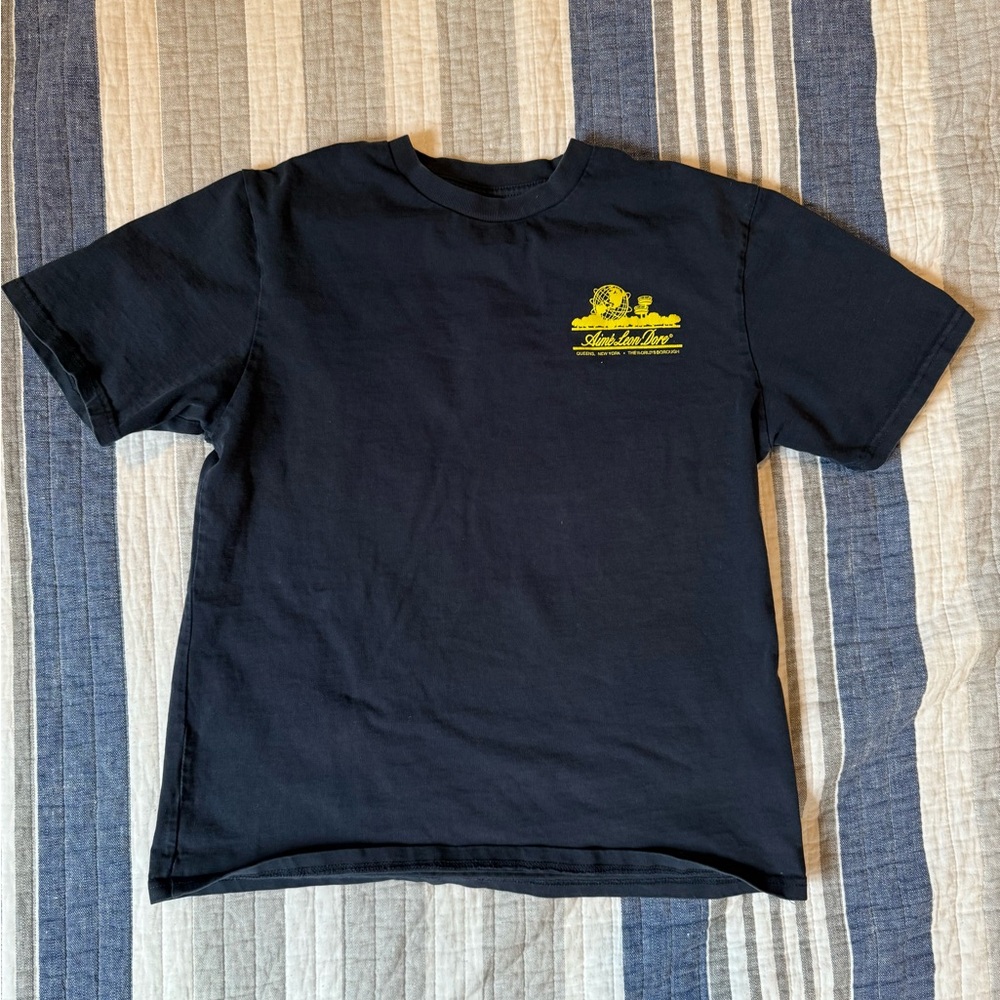 Navy Blue Aime Leon Dore T Shirt men’s small with yellow graphic